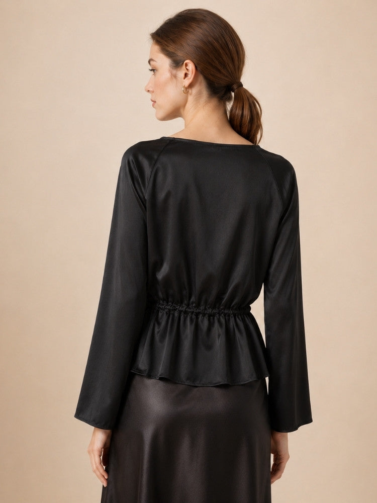 Virellea - White Drawstring Silk Blouse | The Silk Avenue