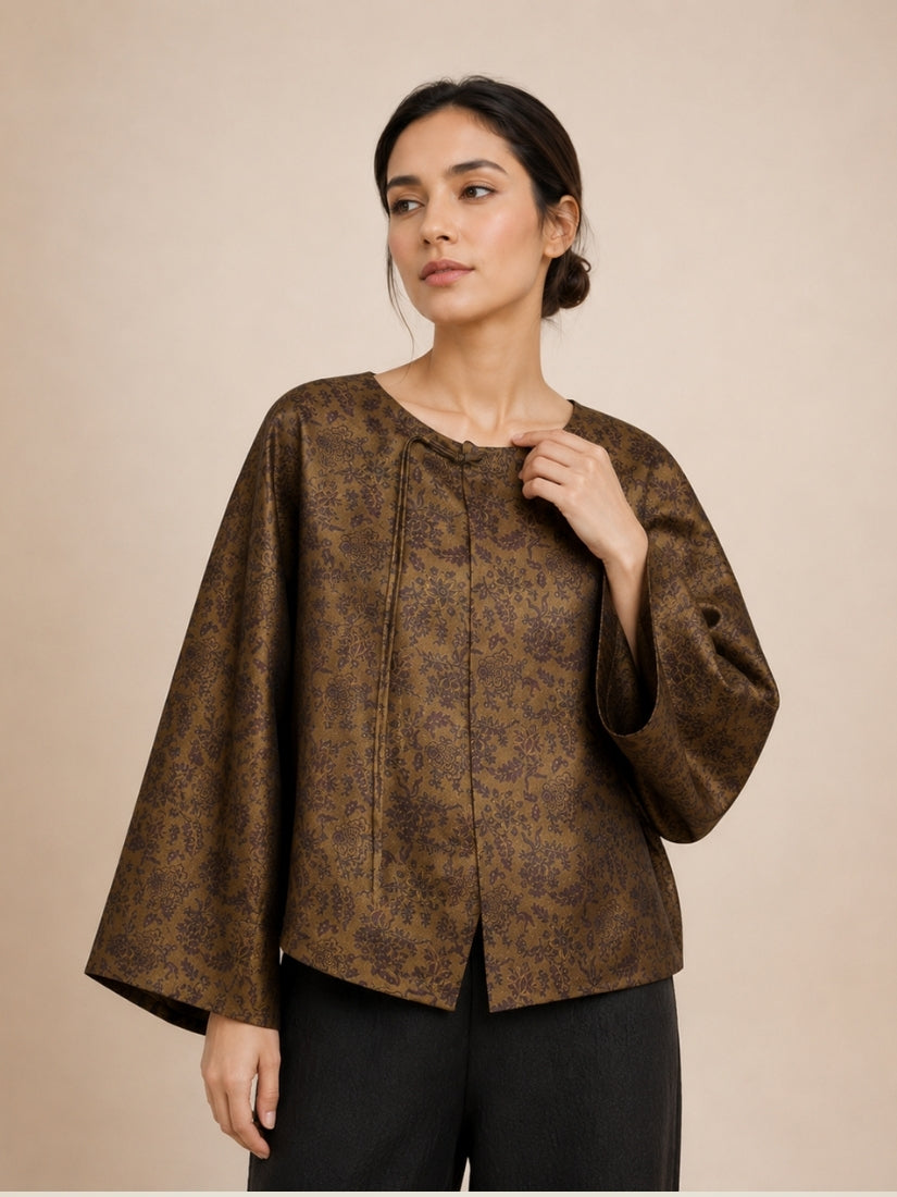 Olissea - Floral Print Silk Jacket