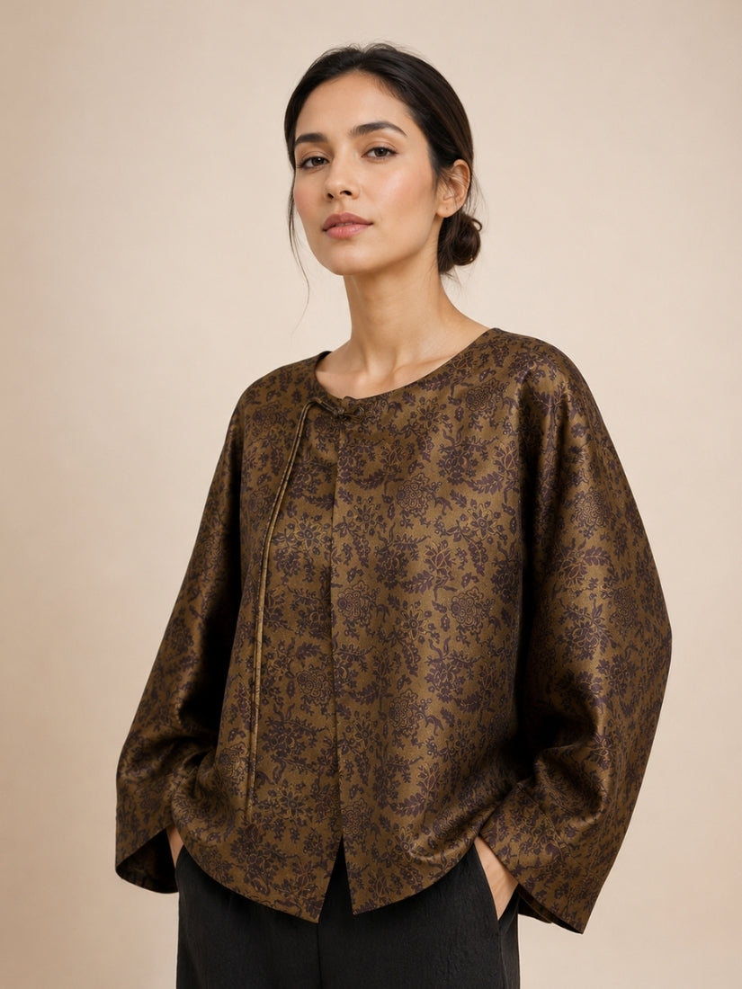 Olissea - Floral Print Silk Jacket