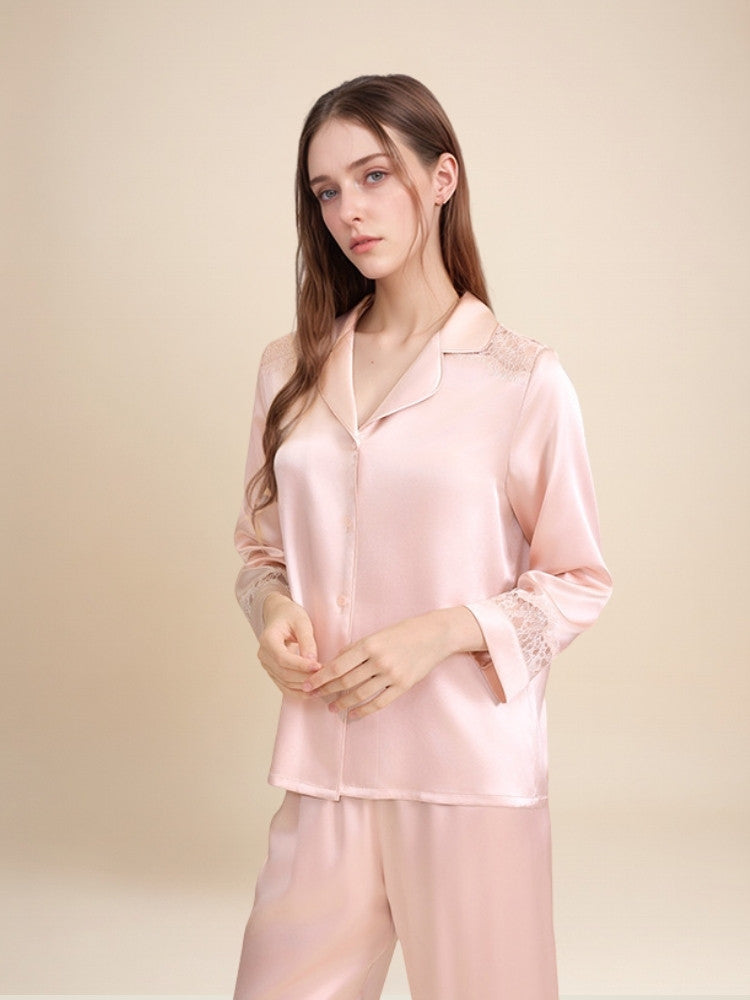 Ysenda - Silk Lace Pajama Set | The Silk Avenue
