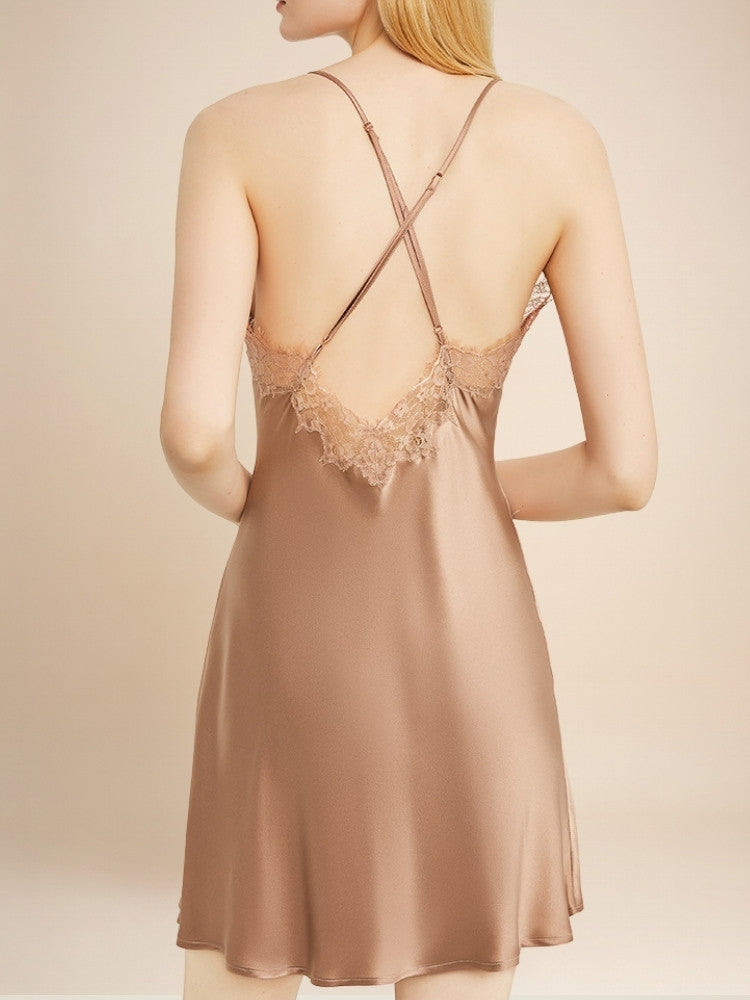 Alenia - Lace-Trim Silk Robe Set | The Silk Avenue