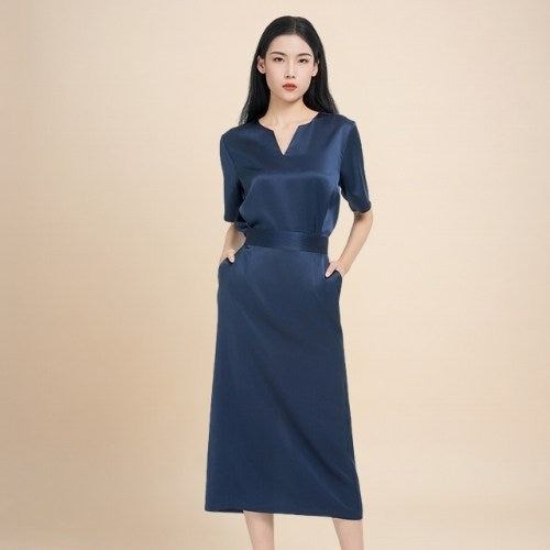 Alindra - Short Sleeve Silk Top & Skirt Set | The Silk Avenue