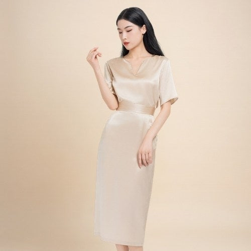 Alindra - Short Sleeve Silk Top & Skirt Set | The Silk Avenue