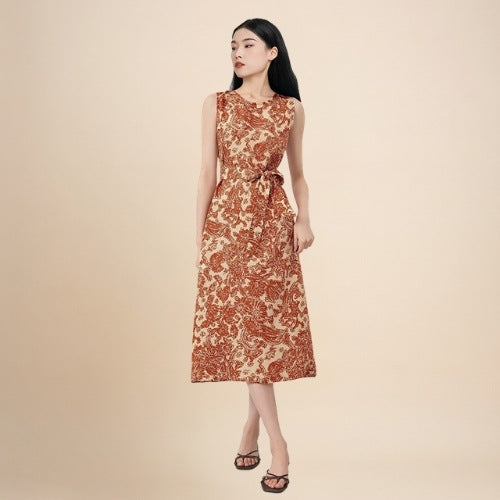 Amirelle - Paisley Print Sleeveless Silk Dress | The Silk Avenue