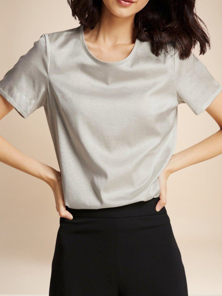 Anveria - Round Neck Silk Top | The Silk Avenue