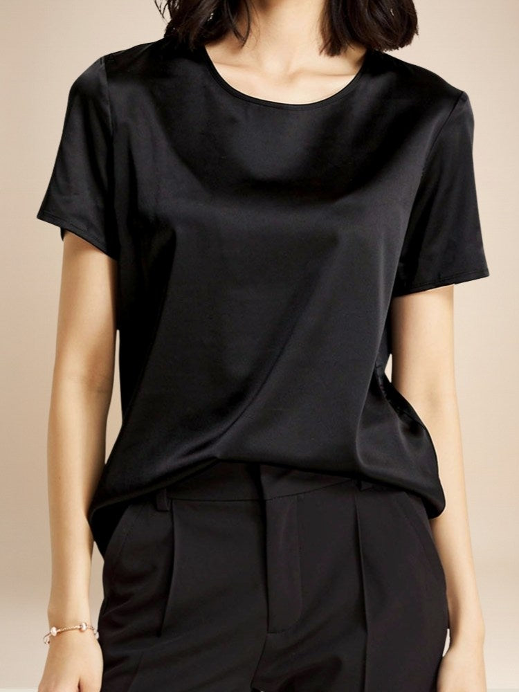 Anveria - Round Neck Silk Top | The Silk Avenue