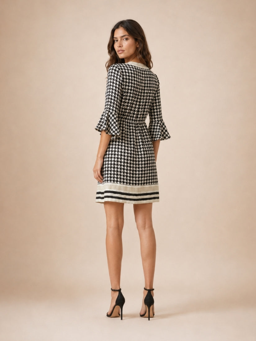 Aurelia - Houndstooth Silk Dress | The Silk Avenue