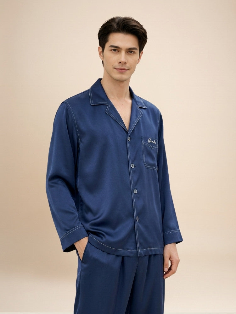 Aurelian - Embroidered Silk Pajama Set | The Silk Avenue