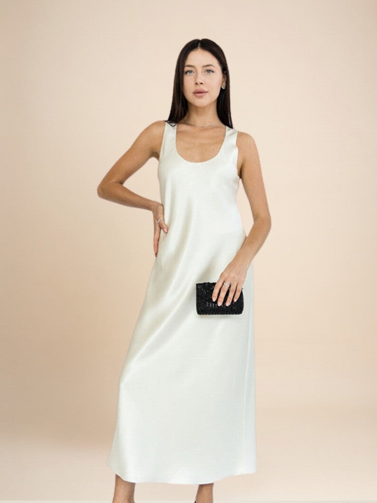 Beatrice – Silk U-Neck Maxi Dress | The Silk Avenue