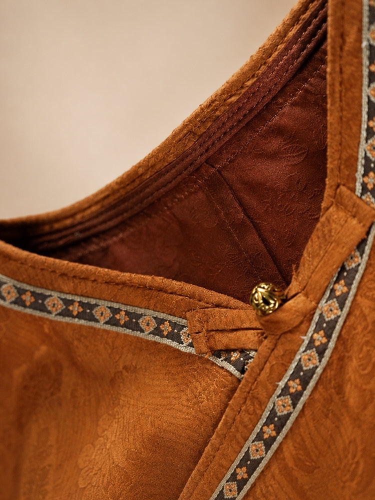 Blossom - Terracotta New Chinese Silk Jacket | The Silk Avenue