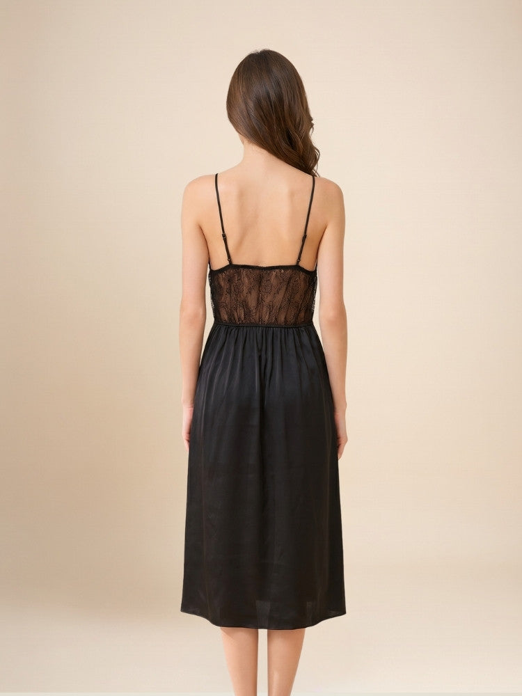 Calvene - Silk Lace-Panel Nightgown | The Silk Avenue