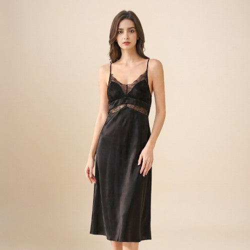 Calvene - Silk Lace-Panel Nightgown | The Silk Avenue
