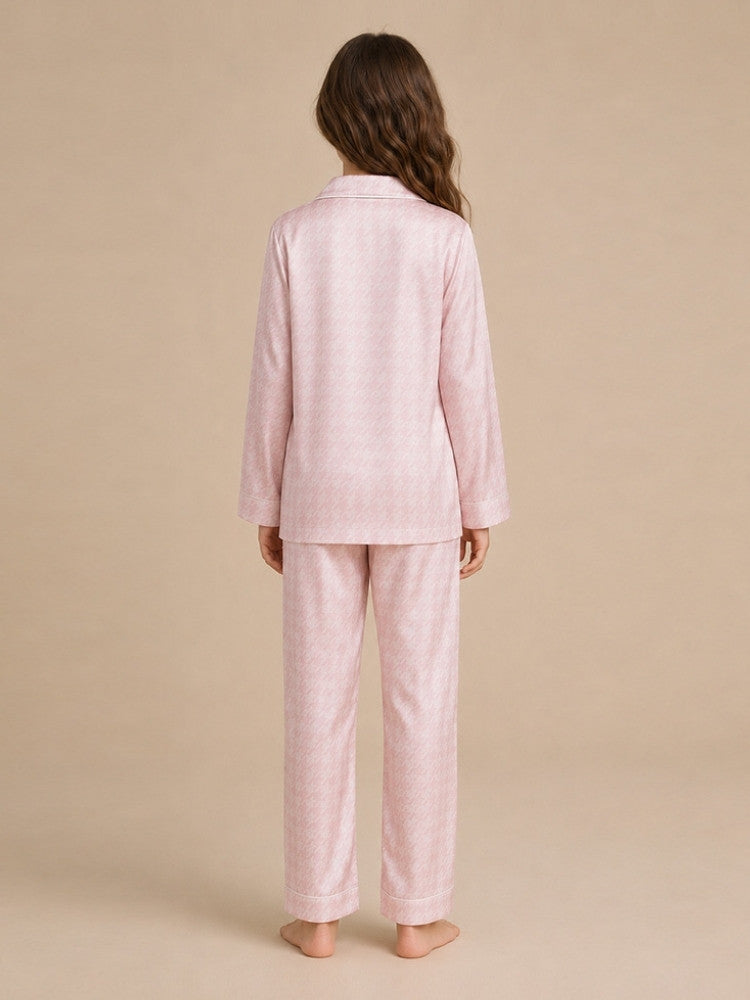 Calyra - Kids Houndstooth Silk Pajama Set | The Silk Avenue