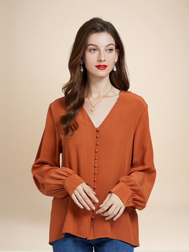 Camille – V-Neck Silk Blouse | The Silk Avenue