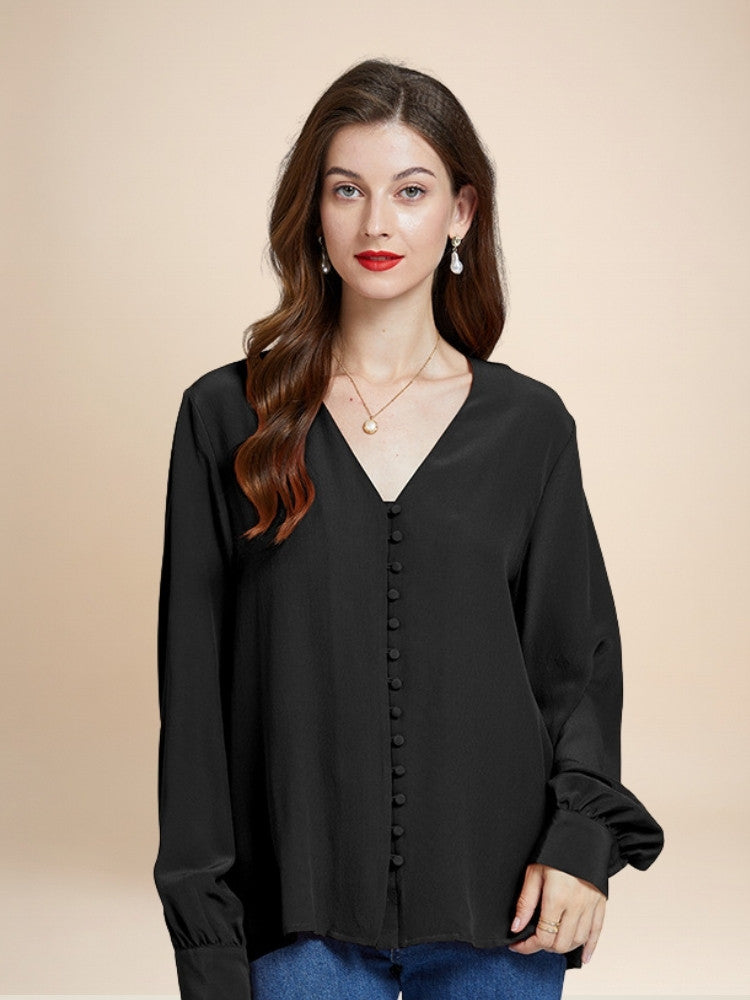 Camille – V-Neck Silk Blouse | The Silk Avenue
