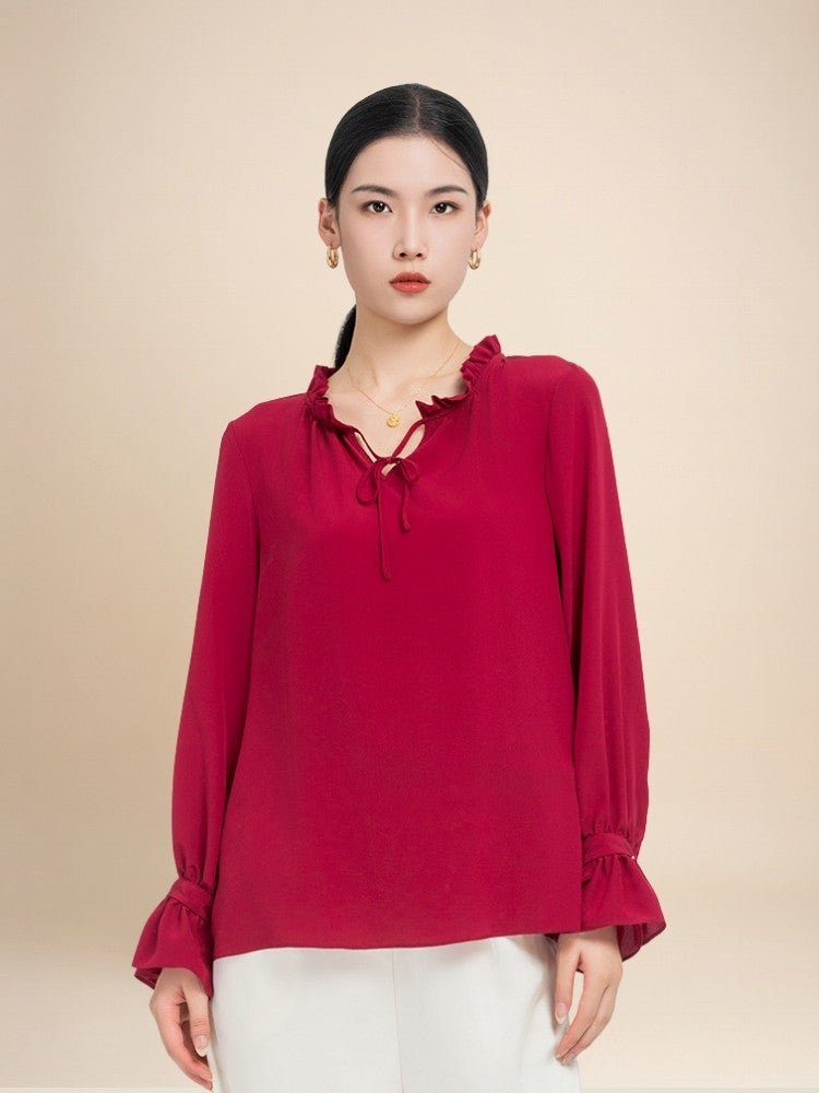 Charlotte – Ruffle Collar Silk Blouse | The Silk Avenue
