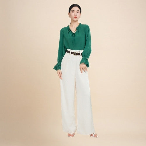 Charlotte – Ruffle Collar Silk Blouse | The Silk Avenue