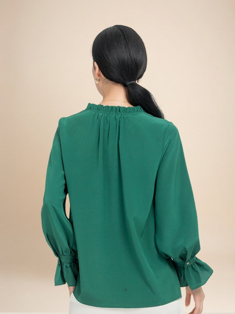 Charlotte – Ruffle Collar Silk Blouse | The Silk Avenue