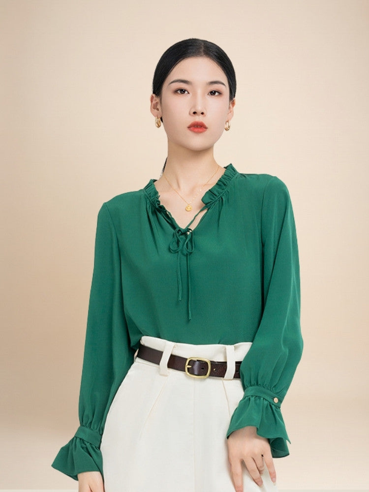 Charlotte – Ruffle Collar Silk Blouse | The Silk Avenue