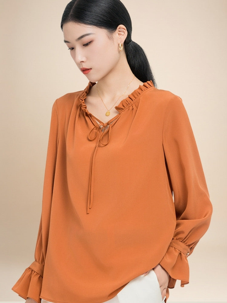 Charlotte – Ruffle Collar Silk Blouse | The Silk Avenue