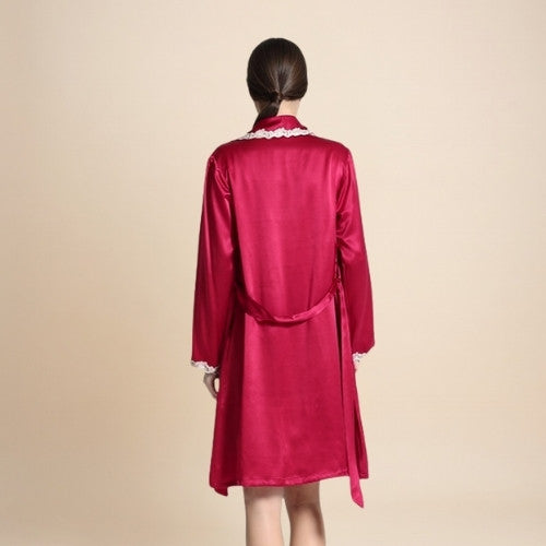 Cirelle - Silk Lace Trim Wrap Robe | The Silk Avenue