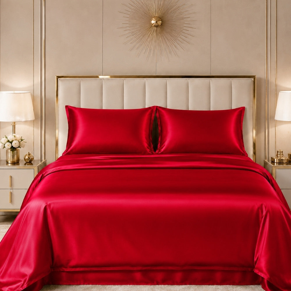 Cove - Red Silk Bedding Set | The Silk Avenue