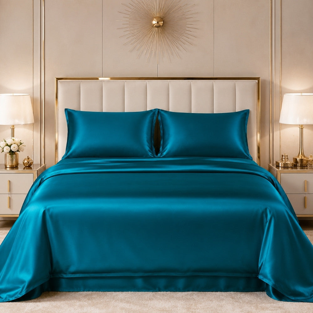 Cove - Blue Emerald Silk Bedding Set | The Silk Avenue