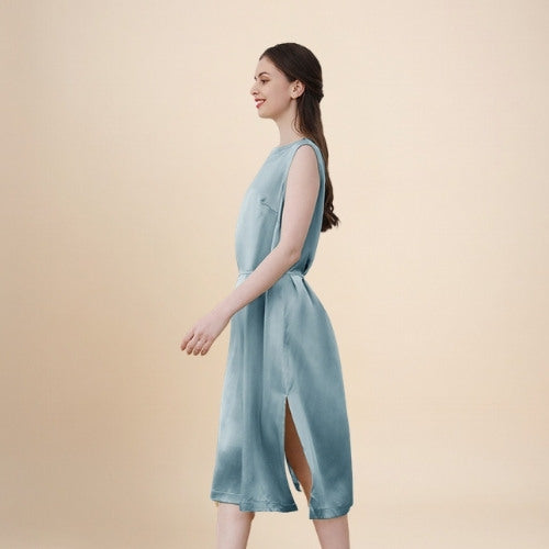 Daphne – Silk Midi Dress with Drawstring | The Silk Avenue