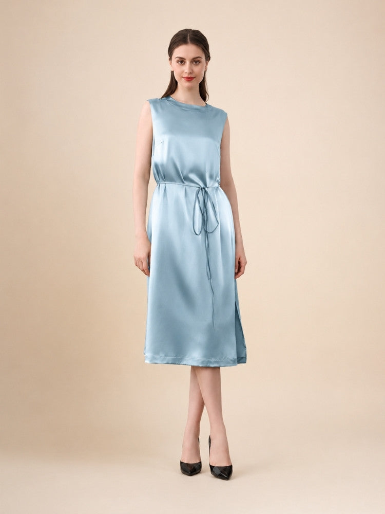Daphne – Silk Midi Dress with Drawstring | The Silk Avenue