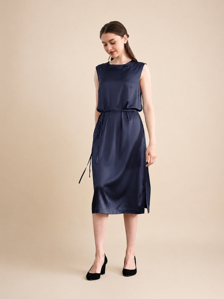 Daphne – Silk Midi Dress with Drawstring | The Silk Avenue