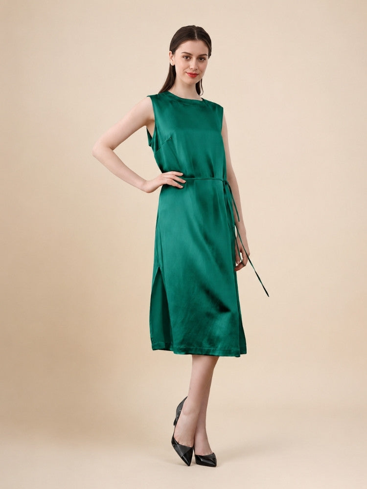 Daphne – Silk Midi Dress with Drawstring | The Silk Avenue