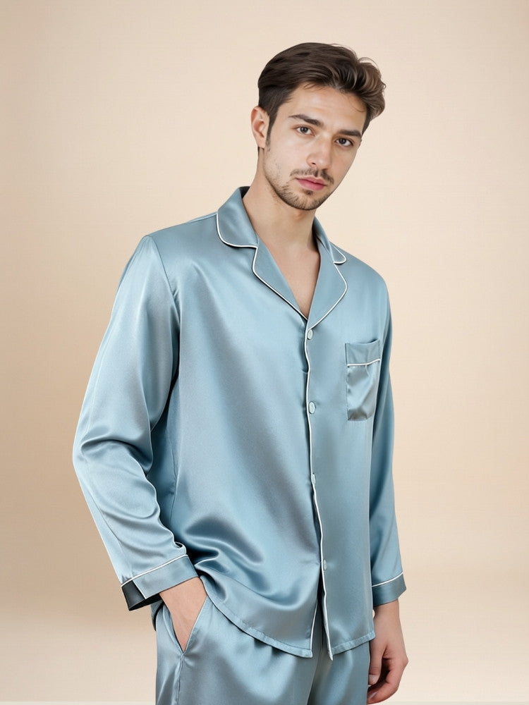 Darel - Long-Sleeve Silk Pajama Set | The Silk Avenue