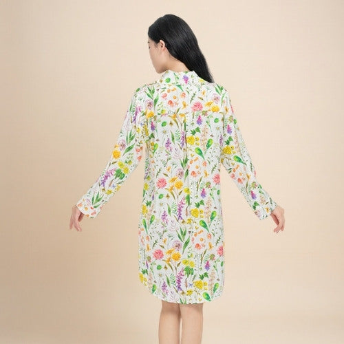 Eirisse - Botanical Silk Shirt Dress | The Silk Avenue