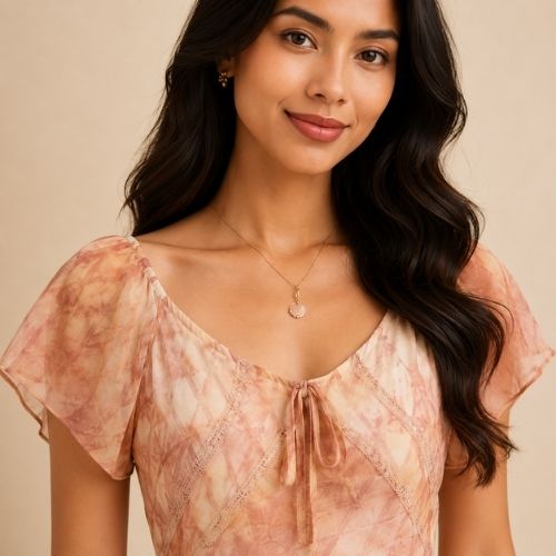 Elaine - Watercolor Print Silk Maxi Dress Blush Peach | The Silk Avenue