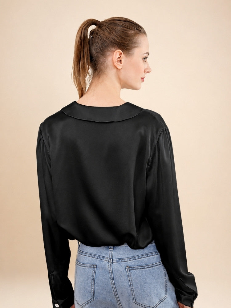 Eleanor – Pointed Collar Silk Blouse | The Silk Avenue