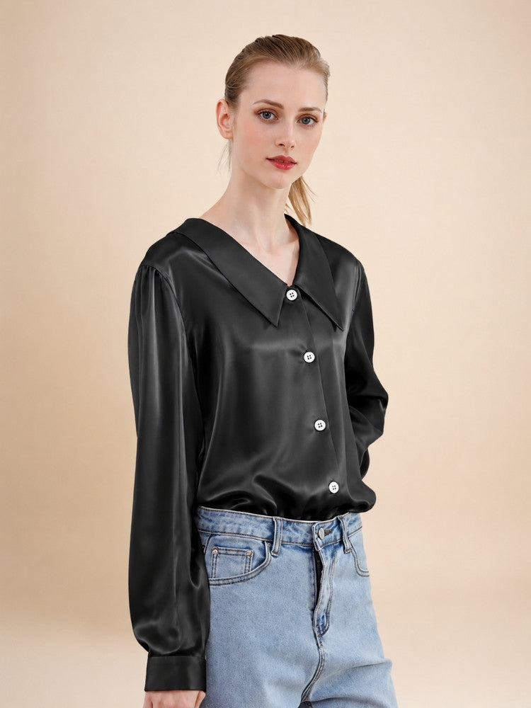 Eleanor – Pointed Collar Silk Blouse | The Silk Avenue