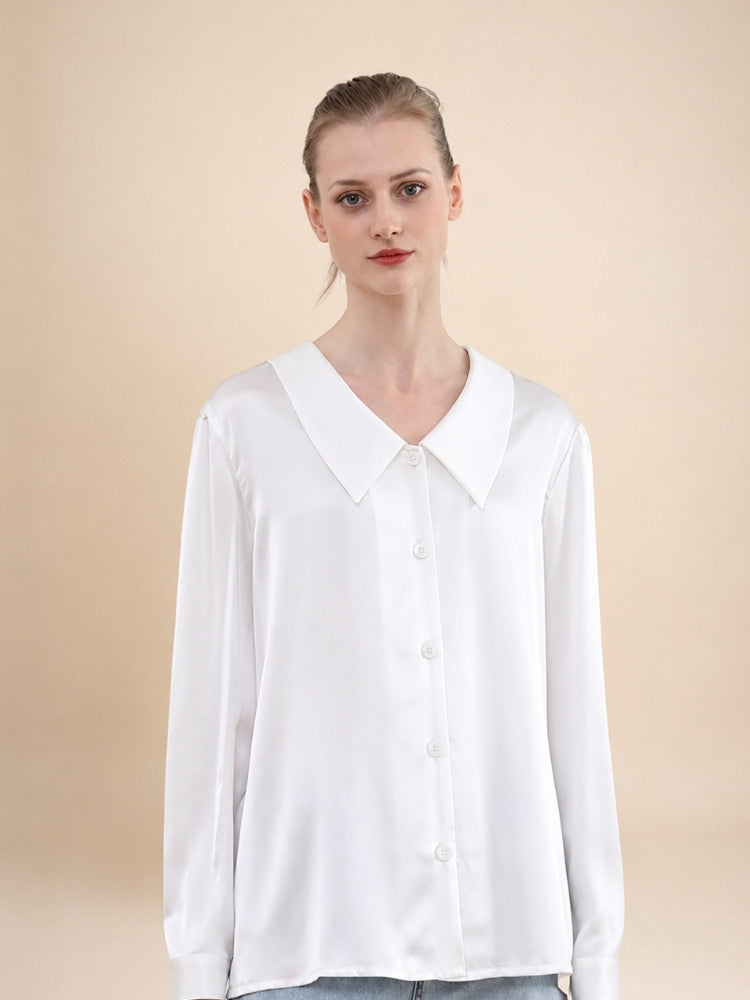 Eleanor – Pointed Collar Silk Blouse | The Silk Avenue