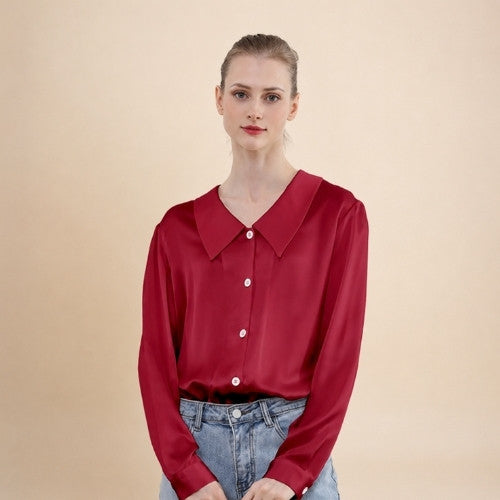Eleanor – Pointed Collar Silk Blouse | The Silk Avenue