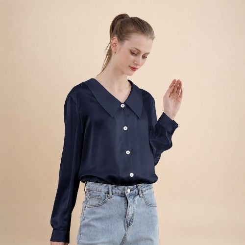 Eleanor – Pointed Collar Silk Blouse | The Silk Avenue