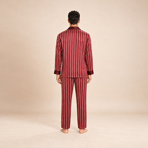 Emeric - Red Chain-Print Silk Pajama Set | The Silk Avenue