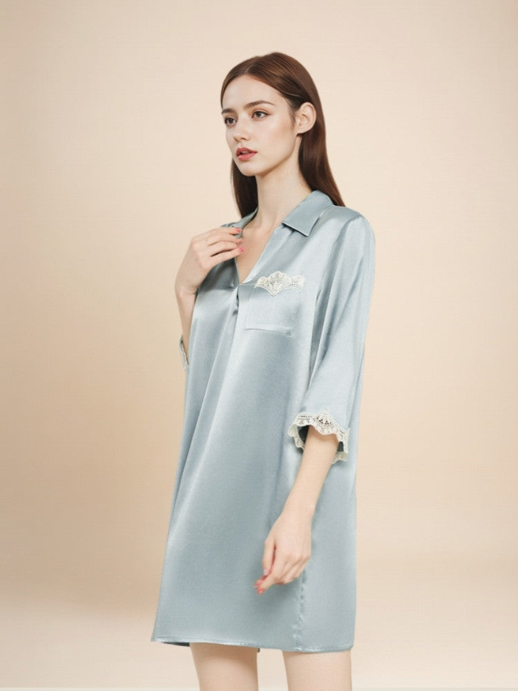 Evessa - Silk Sleep Shirt Dress | The Silk Avenue