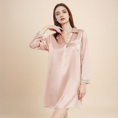 Evessa - Silk Sleep Shirt Dress | The Silk Avenue
