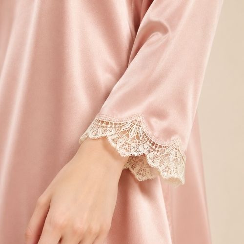 Evessa - Blush Pink Silk Sleep Shirt Dress | The Silk Avenue