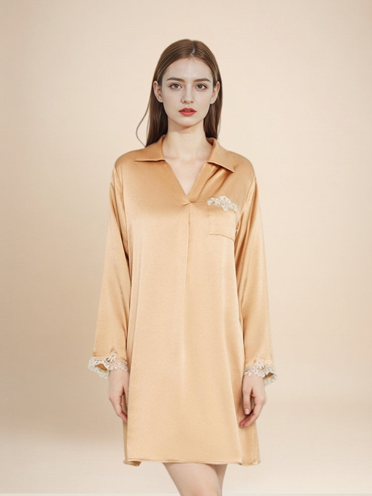 Evessa - Silk Sleep Shirt Dress | The Silk Avenue