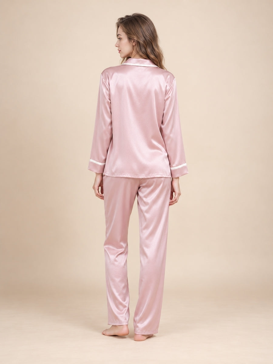 Faralyn Pink Silk Pajama Set | The Silk Avenue