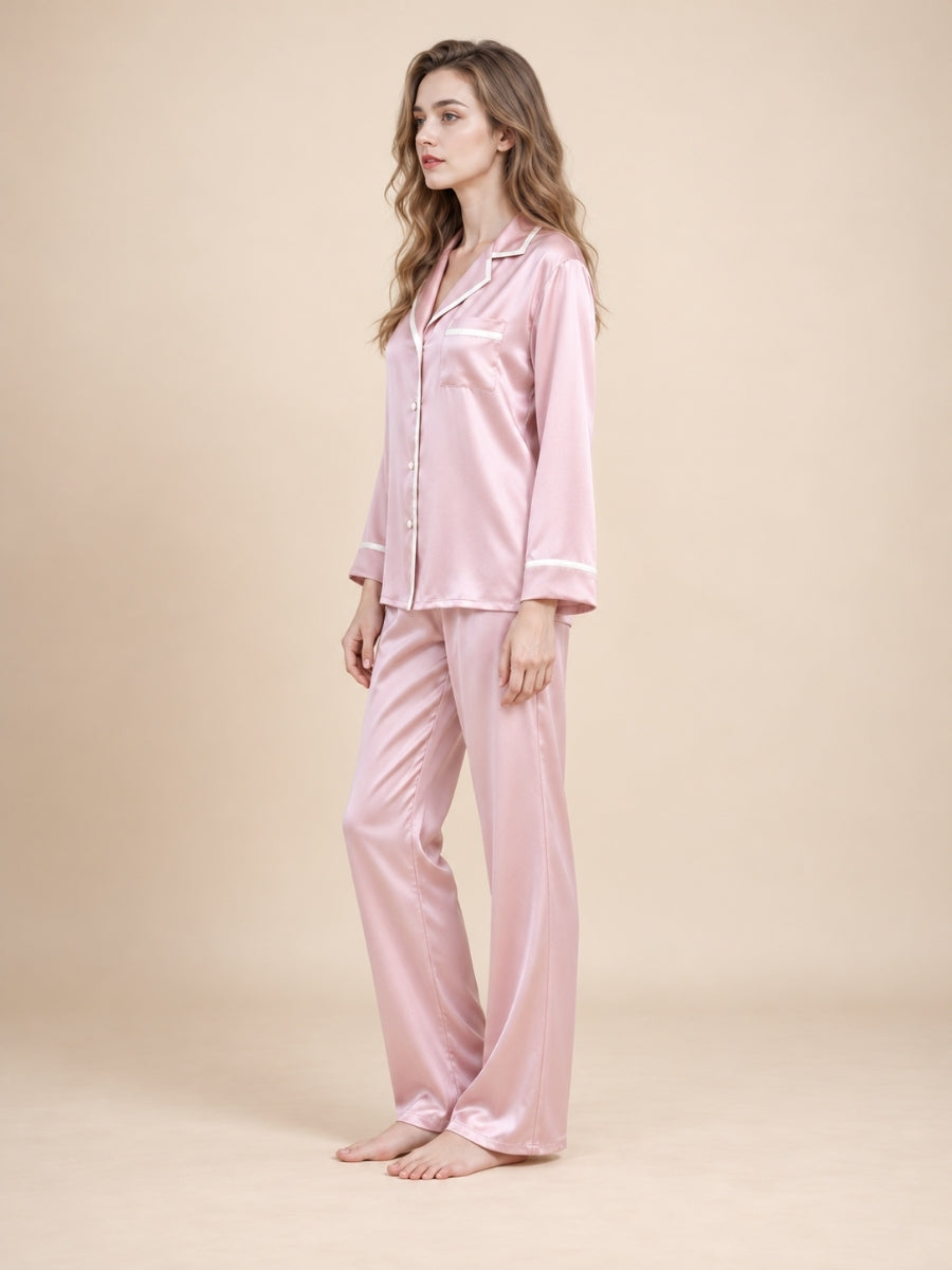 Faralyn Pink Silk Pajama Set | The Silk Avenue