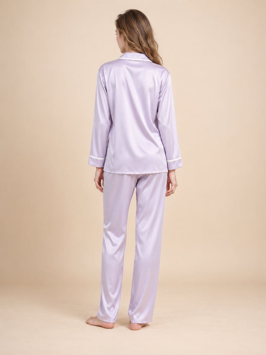 Faralyn Lavender Silk Pajama Set | The Silk Avenue