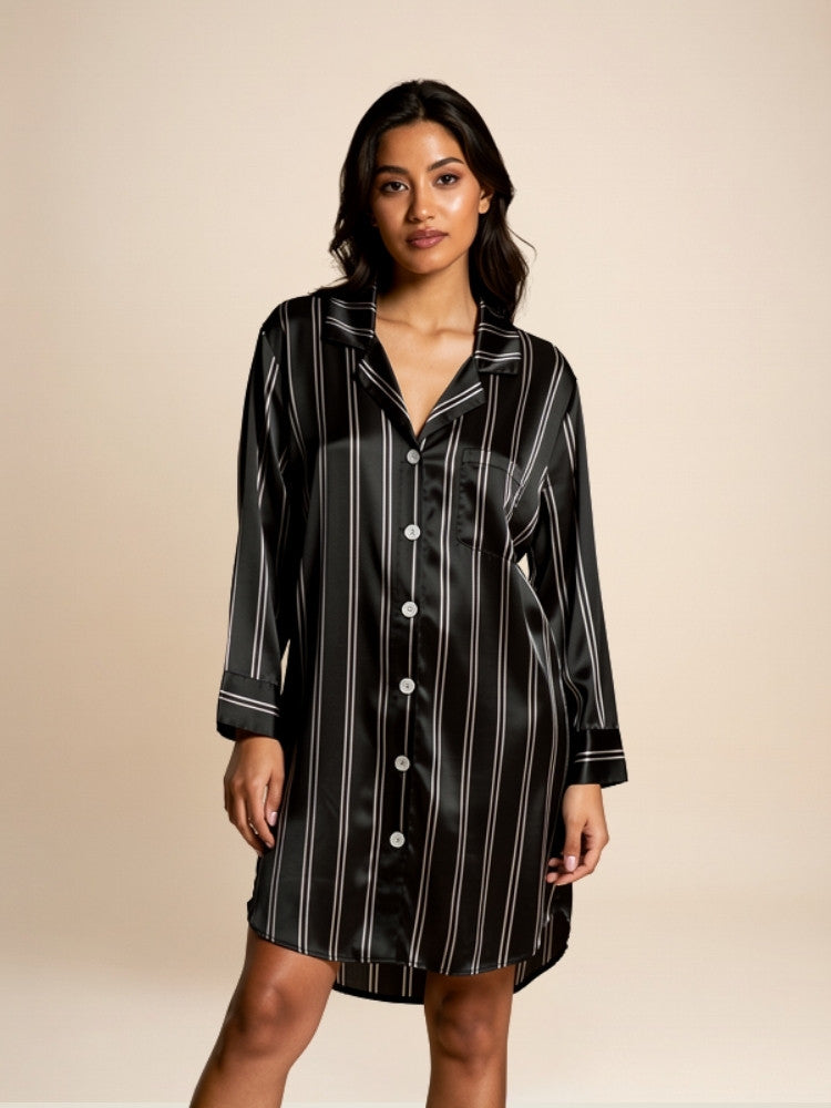 Ferelis - Striped Silk Shirt Dress | The Silk Avenue