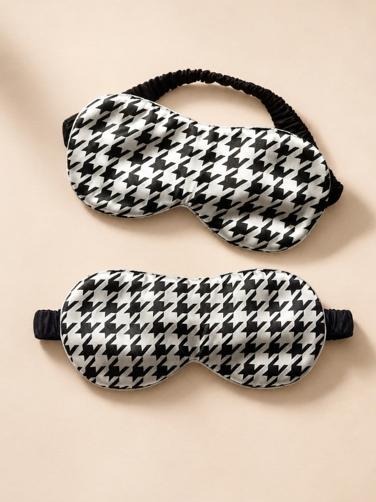 Finley - Houndstooth Silk Sleep Mask | The Silk Avenue