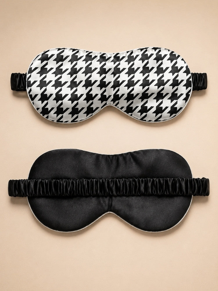 Finley - Houndstooth Silk Sleep Mask | The Silk Avenue
